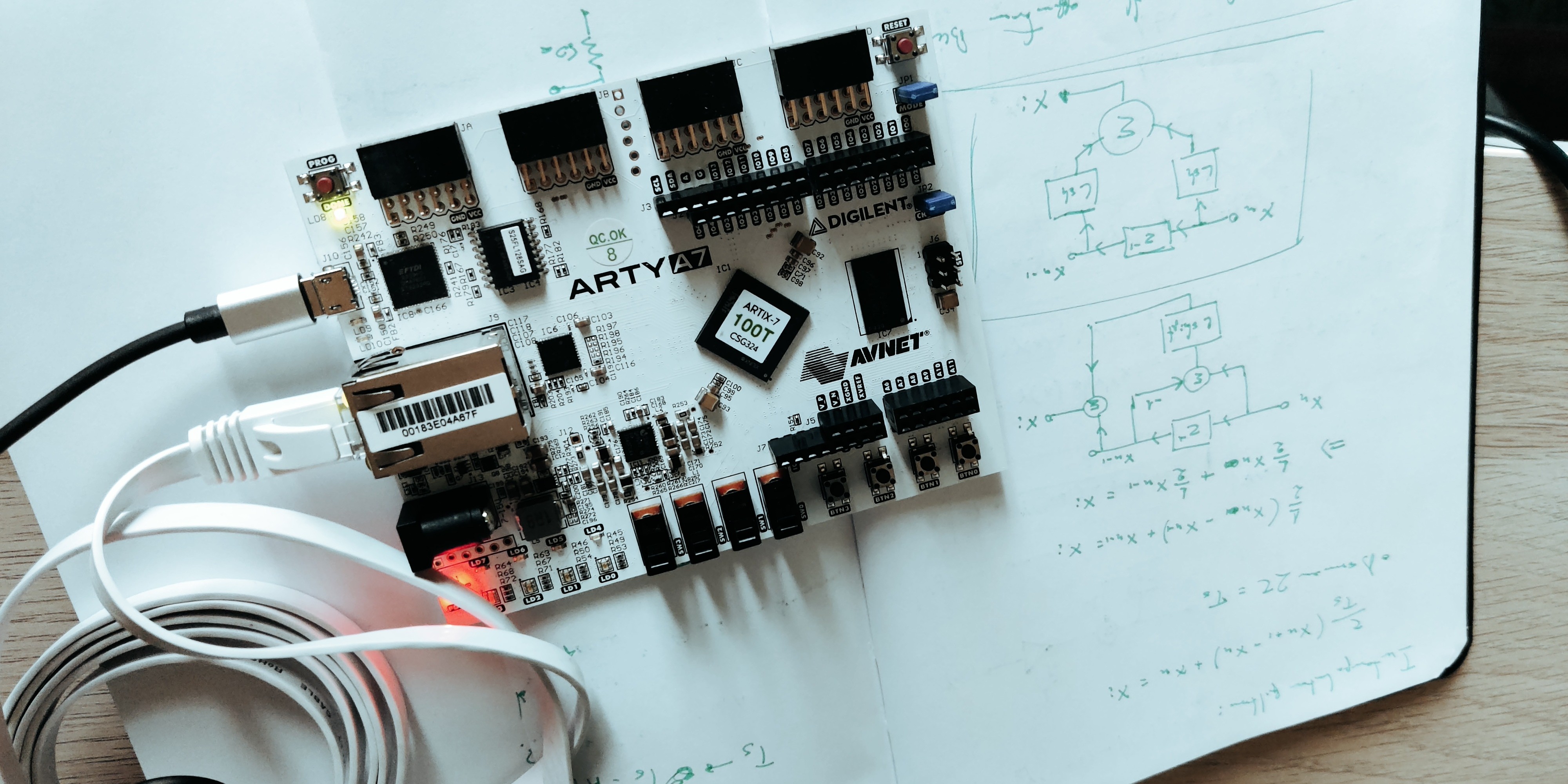 Digilent Arty A7 board connected