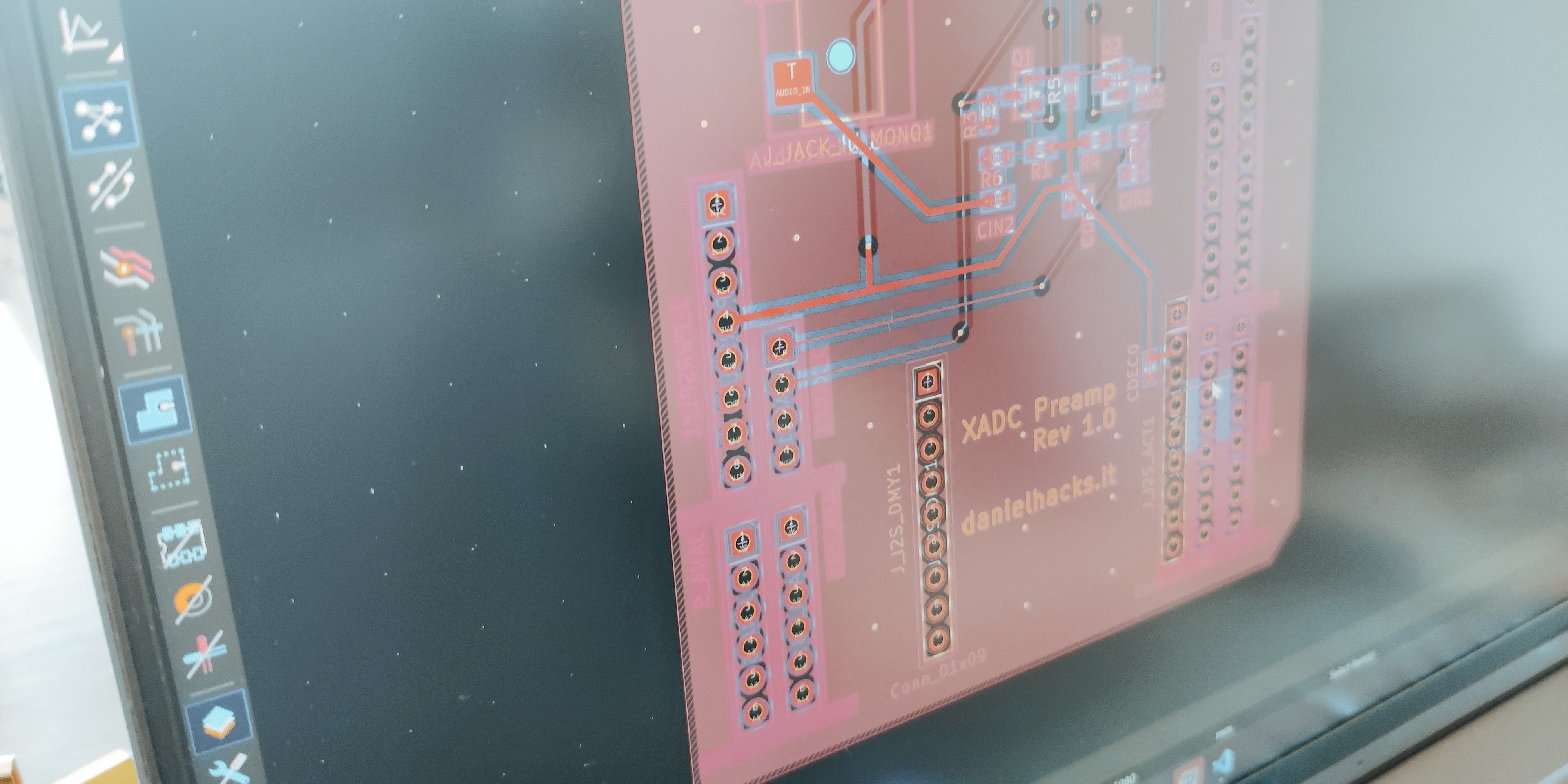Picture of a PCB work for a preamplificator