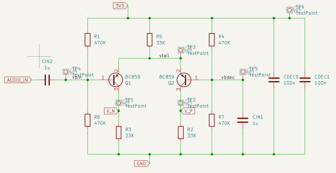 Schematic of a front end capable of single ended to differential conversion
